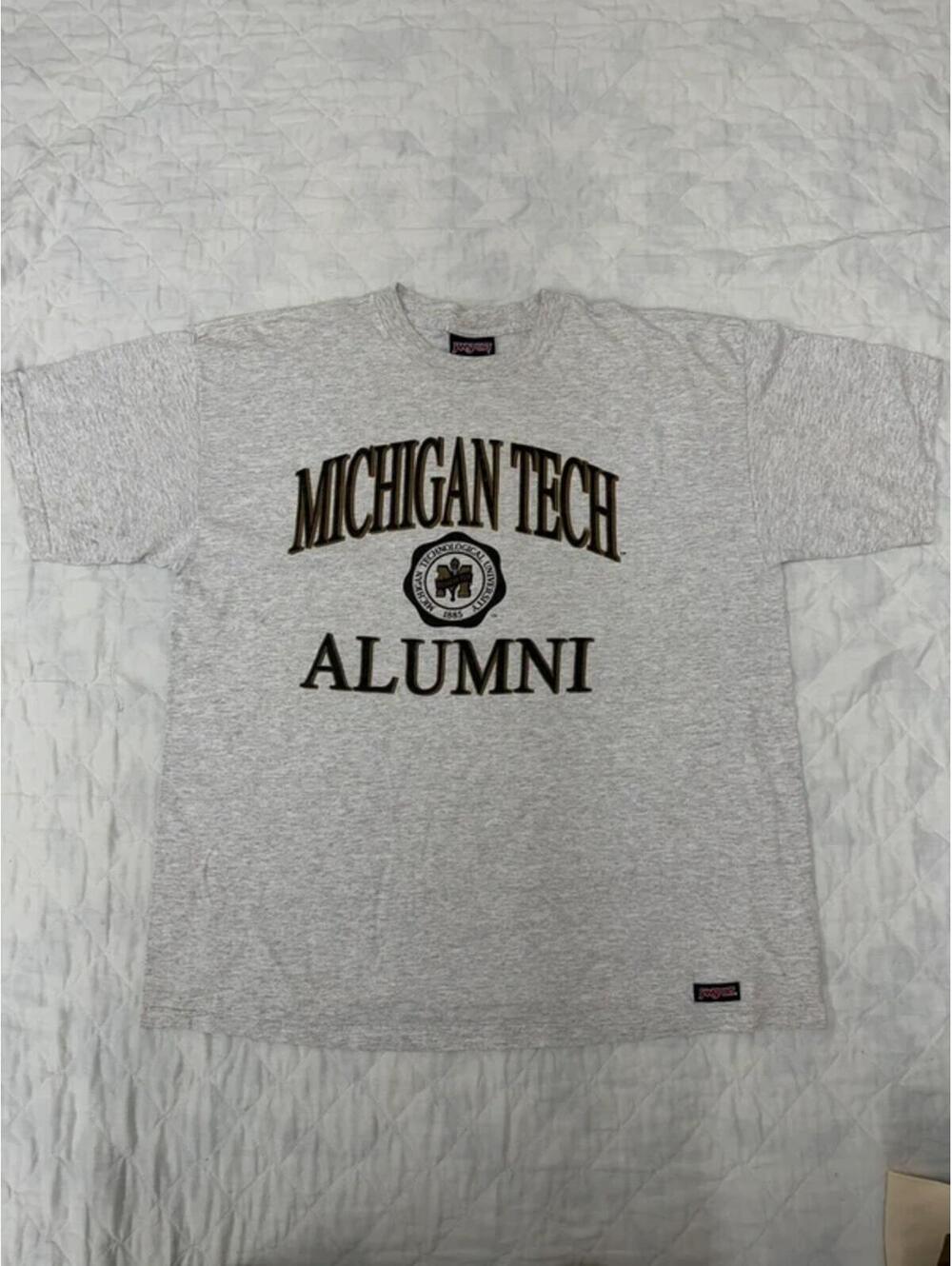 Vintage 90s Michigan Tech University Alumni T-Shirt - JanSport - Heather Gray